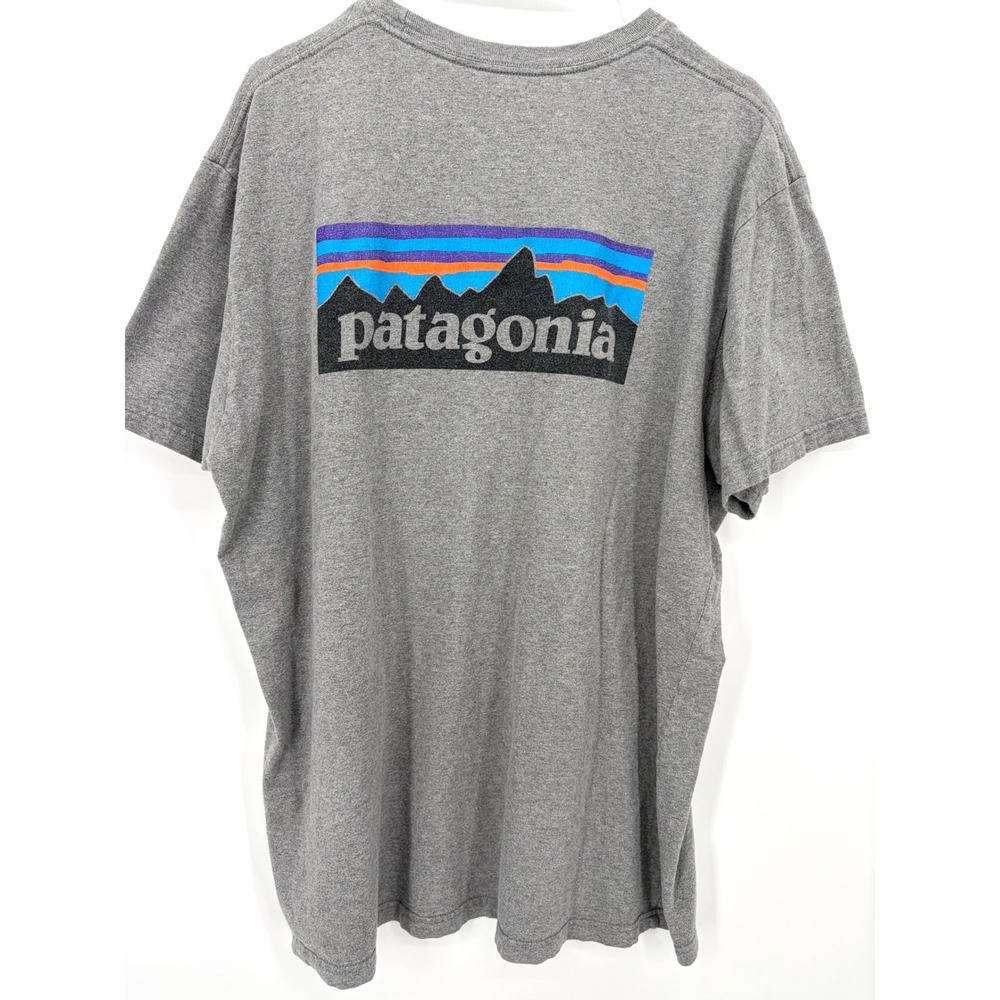 Patagonia P-6 Logo Cotton T Shirt Mens XL Gray Organic Cotton STY38906 SP17